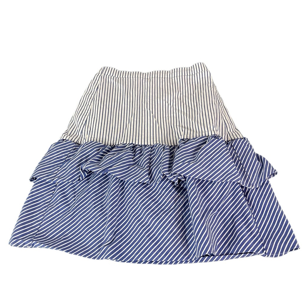 J. Crew Skirt Women's 00 Blue And White Striped Elastic Waist A-Line (801)